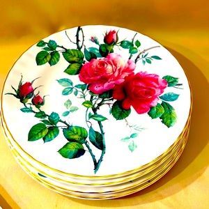 Set of 4 Vintage English Rose Saucers by Roy Kirkham 1992 E1196